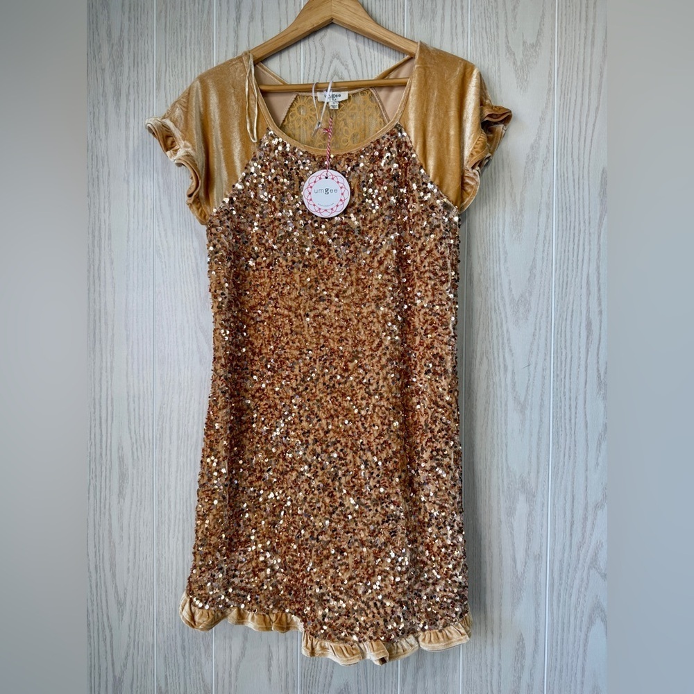 Umgee Gold Sequin Velvet Dress